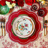 NURTURE RED SCALLOPED FAUX LEATHER PLACEMAT (Set Of 4)