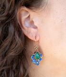 Peacock Blue Lapis Golden Drop Earrings