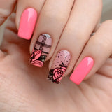 Pink Mask - Stamping Plate Flower Garden #28
