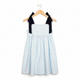 Classic Navy Gingham Dress with Bows