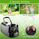 Portable Bubble Blowing Machine with 2 Speeds Handle 3000-4000 Bubbles Per Minute Plug-In Battery Powered