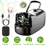 Portable Bubble Blowing Machine with 2 Speeds Handle 3000-4000 Bubbles Per Minute Plug-In Battery Powered
