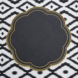 NURTURE BLACK GOLD SCALLOPED FAUX LEATHER PLACEMAT