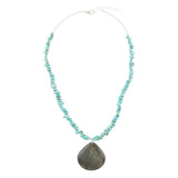 Pueblo Blue Turquoise Magnesite and Jasper Sterling Silver Necklace