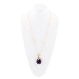 Purple Quartz Teardrop Golden Pendant Necklace