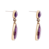 Purple Turquoise and Golden Bronze Teardrop Earrings
