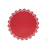 SOLACE RED & WHITE SCALLOPED FAUX LEATHER PLACEMAT
