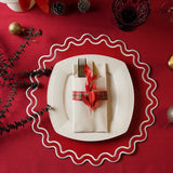 SOLACE RED & WHITE SCALLOPED FAUX LEATHER PLACEMAT