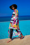 Rivamera Multicolor Brushstroke Print Kimono - RP2511