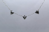 Three Hearts Silver Necklace Paperclip