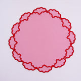 CRESSIDA PINK ROUND FABRIC PLACEMAT & NAPKIN SET