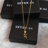 Rose Pendant Silver Rope Set