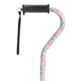 Adjustable Height Offset Handle Cane With Gel Hand Grip, Floral