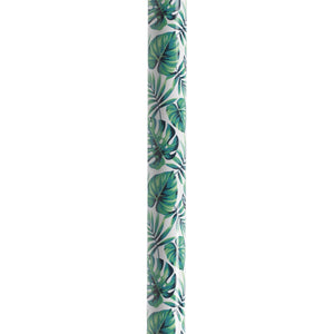 Adjustable Height Offset Handle Cane With Gel Hand Grip, Green Leaves