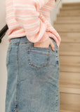 Sandra Classic Wash Midi Denim Skirt