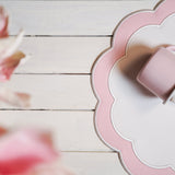 SERENITY WHITE & PINK SCALLOPED FAUX LEATHER PLACEMAT