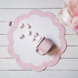 SERENITY WHITE & PINK SCALLOPED FAUX LEATHER PLACEMAT