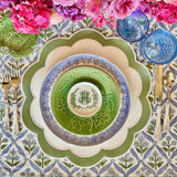 SERENITY WHITE & GREEN SCALLOPED FAUX LEATHER PLACEMAT