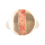 Signet Orange Sponge Coral and Golden Circle Ring