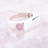 Signet Pink Opal and Sterling Silver In The Hole Ring