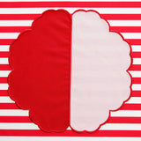 DUALITY PINK RED SCALLOPED FABRIC PLACEMAT (Set Of 4)