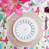 SORELLE BEIGE WHITE ROUND FABRIC PLACEMAT (Set Of 4)