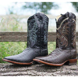 Brown Caiman Belly Print Men's Cowboy Boots H4001