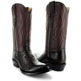Men's Brown Ostrich Print Cowboy Boots (H7002)
