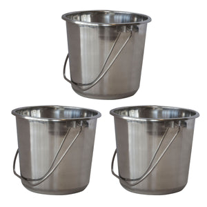 Amerihome Ssb132Set Small Stainless Steel Bucket Set 3 Piece
