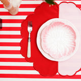 DUALITY PINK RED SCALLOPED FABRIC PLACEMAT