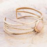 Terra Peach Moonstone and Golden Cuff Bracelet