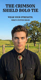 THE CRIMSON SHIELD BOLO TIE ~ COMMAND ATTENTION