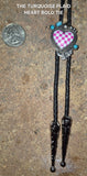 THE TURQUOISE PLAID HEART BOLO TIE