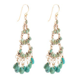 Triple the Blue Turquoise Golden Chandelier Earrings