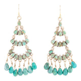 Triple the Blue Turquoise Golden Chandelier Earrings