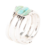 Triple Stack Shaped Turquoise and Sterling Silver Ring Set