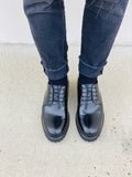 CALTO S9118 - 3" Taller Black Leather Elevator Work Shoes