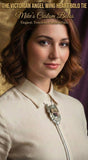 VICTORIAN ANGEL WING HEART BOLO TIE ~ PURPLE FLORAL ACCENT