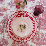 MYRELUNE VINTAGE RED & WHITE WATERPROOF RECTANGLE TABLECLOTH