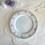 HAVEN WHITE WAVY EDGE NAVY TRIM FAUX LEATHER PLACEMAT