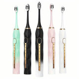 Waterproof USB Rechargeable Electric Toothbrush with 10 Replaceable Toothbrush Heads, Charger and Case