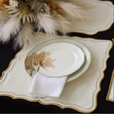 SHIMMER IVORY GOLD SILVER FABRIC PLACEMAT