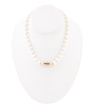 White Pearl Golden Beaded Strand Necklace