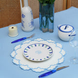 CRESSIDA BLUE & WHITE SCALLOPED FABRIC PLACEMAT
