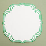 ROYAL WHITE GREEN TRIM SQUARE FAUX LEATHER PLACEMAT (Set Of 4)