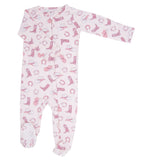 Pink Western Boots Zipper Footie